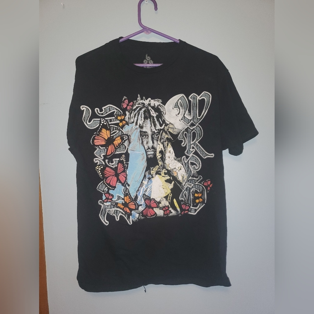 Black Graphic T-Shirt with Butterfly Design